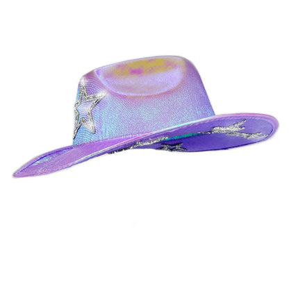 Chapeau de Cowboy occidental rose pour filles, chapeau de Cowgirl avec étoile en cristal Super brillant, chapeau melon pour mariage, carnaval, fête de Festival