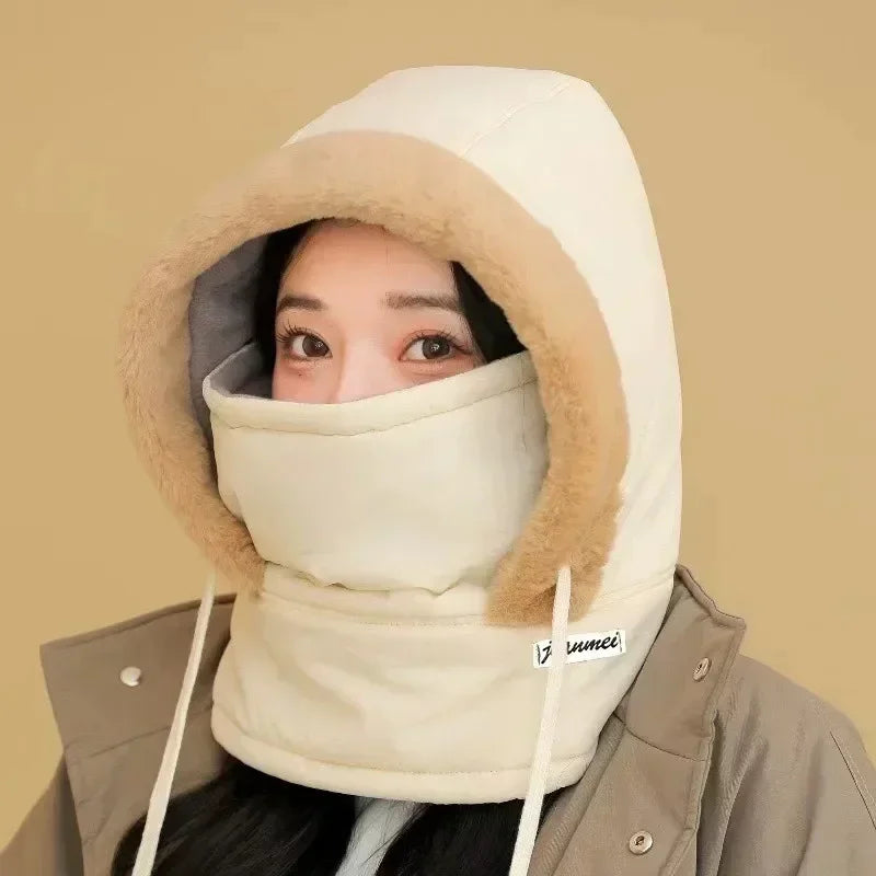 Cagoule thermique pour temps froid, écharpe d'hiver, capuche coupe-vent, chapeau en peluche, chauffe-cou, masque facial de Ski pour les activités de plein air