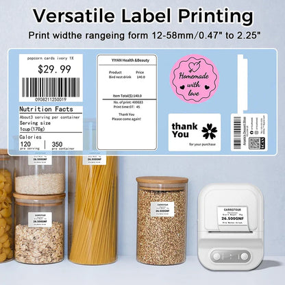 Portable Printer Mini Label Printer Self-adhesive Inkless 12-58mm Label Makers For Photo/Label/Home/Office/Business/Gifts As B21