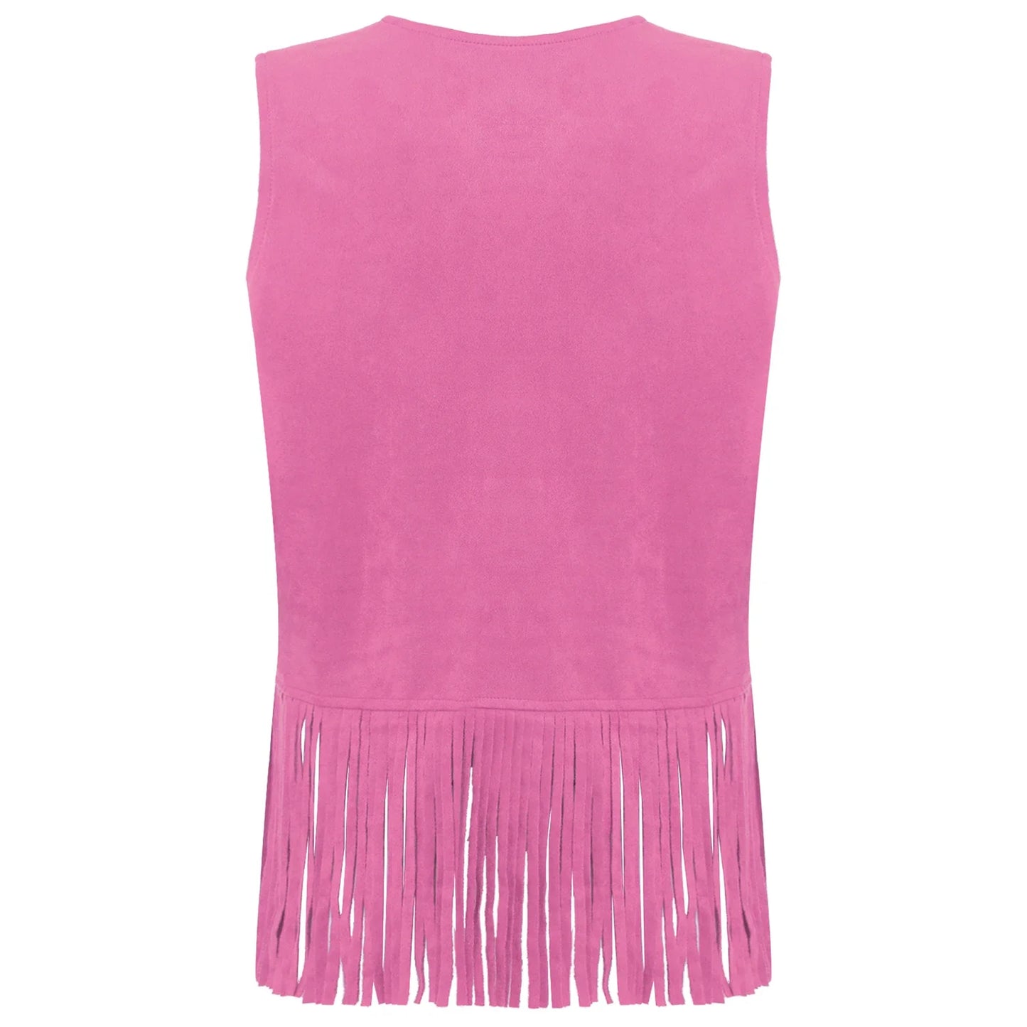 Women's 70s Disco Hippie Cowgirl Tassel Faux Suede Vest Tank Top