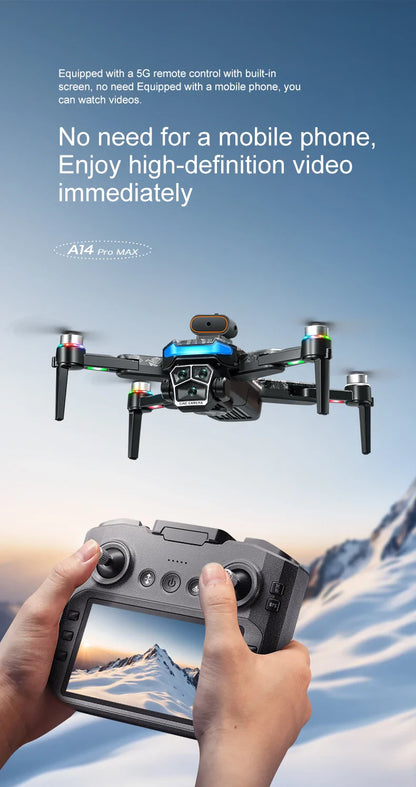 Xiaomi A14 MAX Drone sans brosse 8K trois caméra HD télécommande avec écran flux optique Intelligent pliable quadrirotor