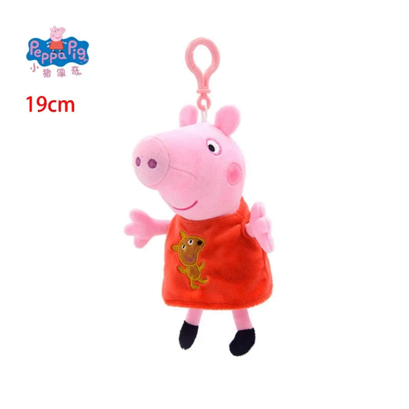 Peluches Peppa Pig et George authentiques de 19 cm, porte-clés de haute qualité, pendentif poupée animal de dessin animé, cadeaux d'anniversaire pour enfants