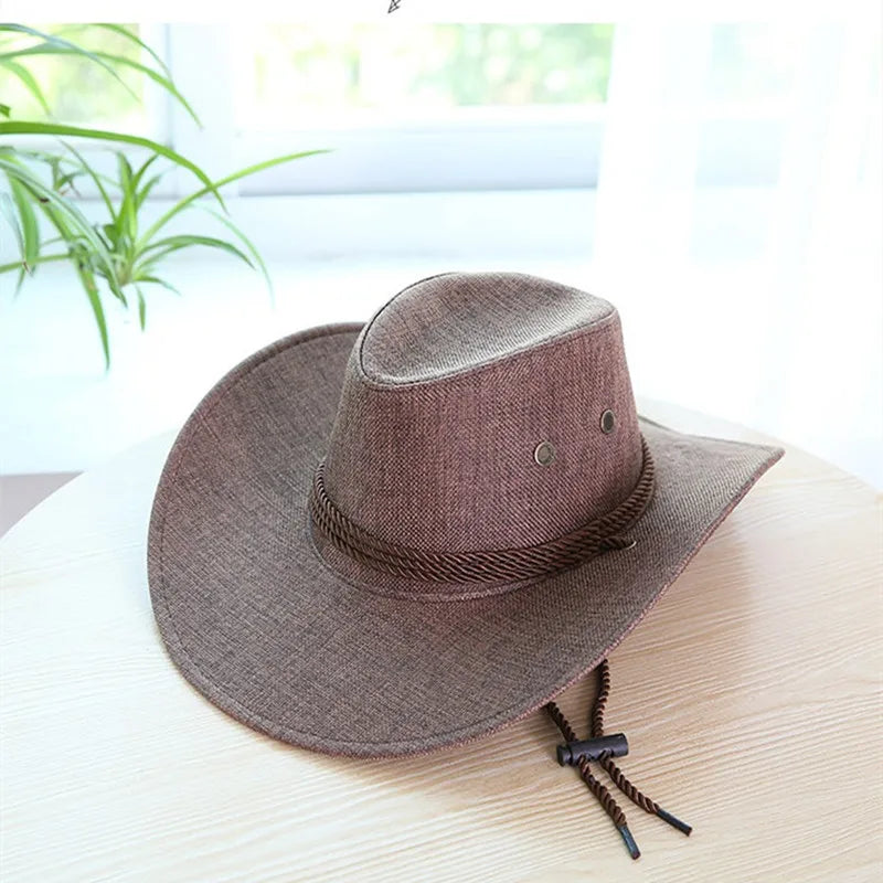 Spring Autumn Wide Brim Solid Color Men Jazz Hat Unisex Sun Protection Outdoor Women Top Hat Cowboy Cap
