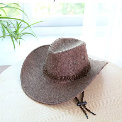 Spring Autumn Wide Brim Solid Color Men Jazz Hat Unisex Sun Protection Outdoor Women Top Hat Cowboy Cap