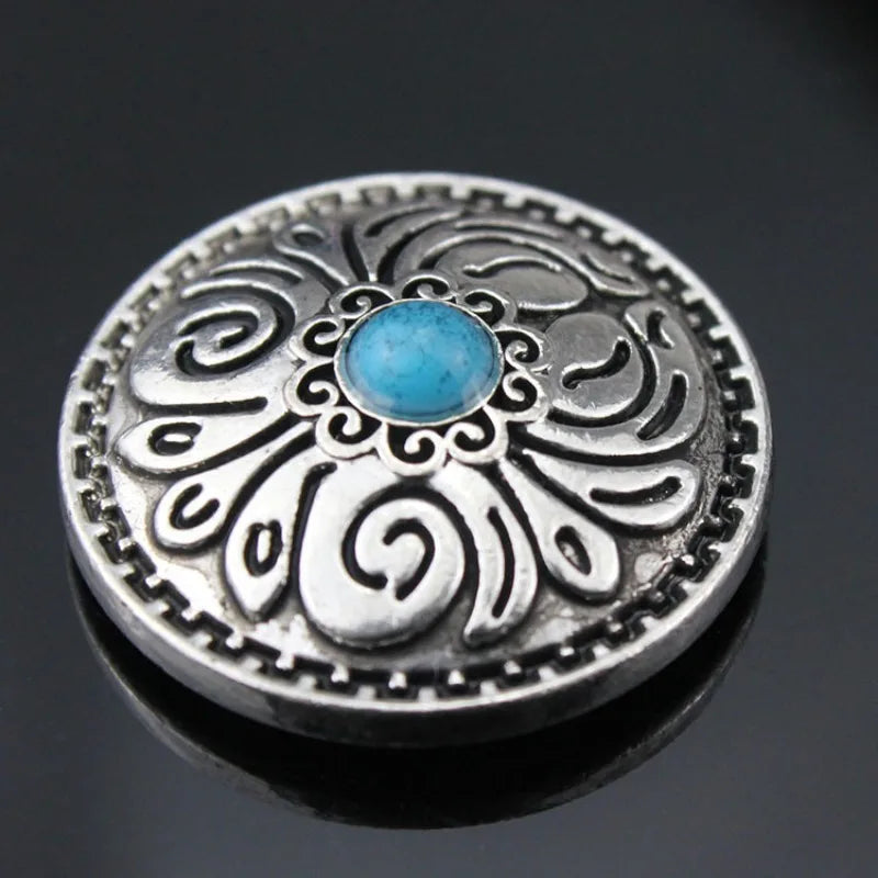 5pcs Cowboy Western Texas Conchos Leather Wallet Turquoise Flower Metal Decorative Button Screw Back for Leathercraft