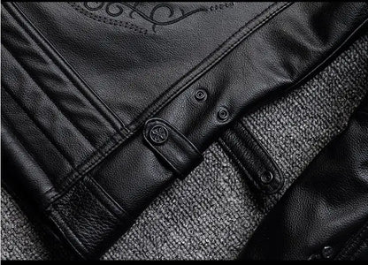 CC Shop.Brand skull cowhide coat.8XL Plus black slim genuine leather jacket,Rider leather cloth.Chaqueta de cuero esqueleto