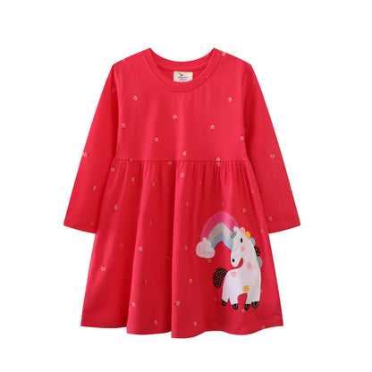 Jumping Meters Paint Brush Children's School Dresses With Pockets Pen Embroidery Long Sleeve Autumn Kids Preppy Style Dress