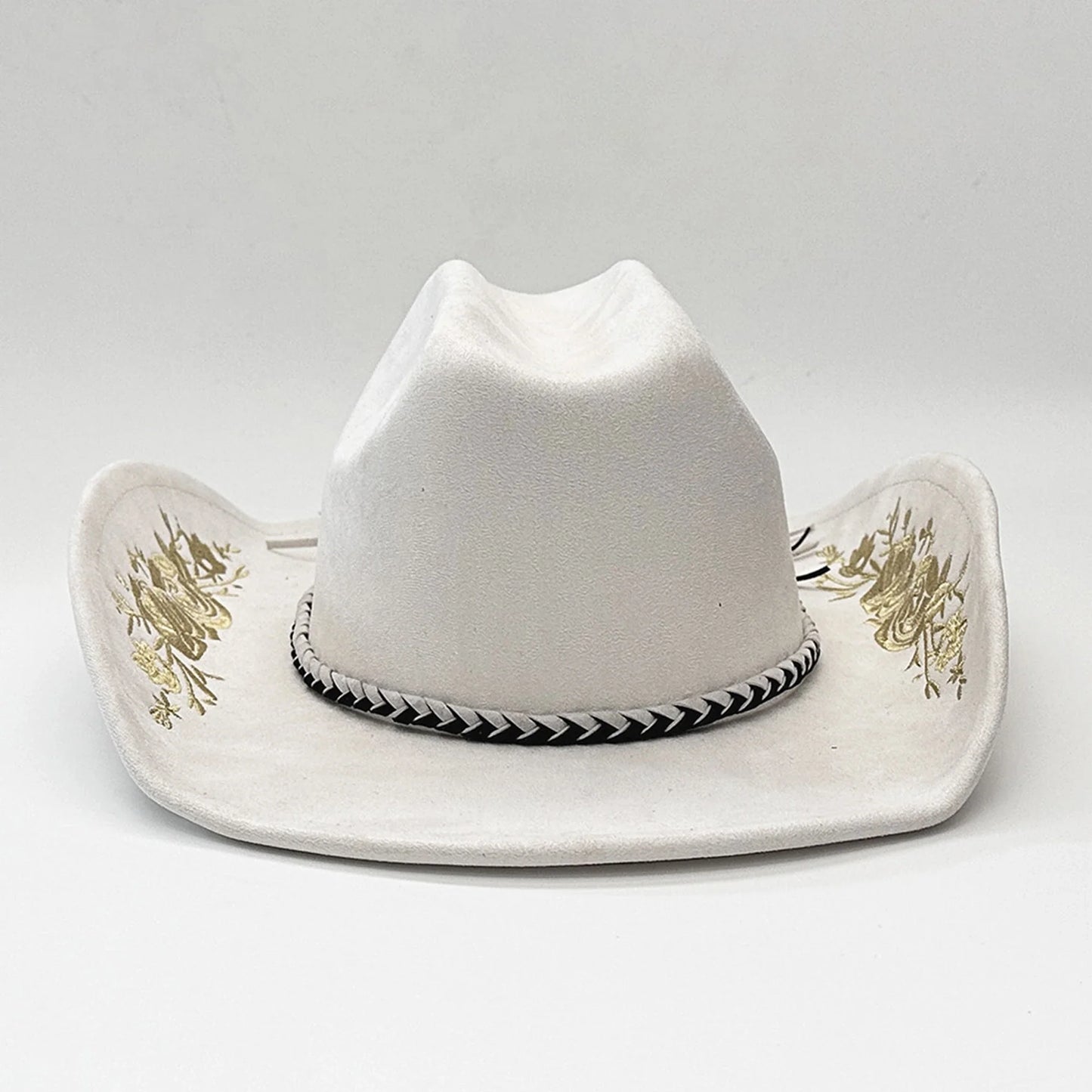 Retro Suede Cowgirl Hat for Women and Men, Floral Embroidery Wide Brim Western Cap Jazz Hat Cowboy Hats