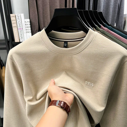 Sweat-shirt homme 2025 nouveau Style printemps et automne homme T-shirt à manches longues en pur coton col rond T-shirt basique à la mode