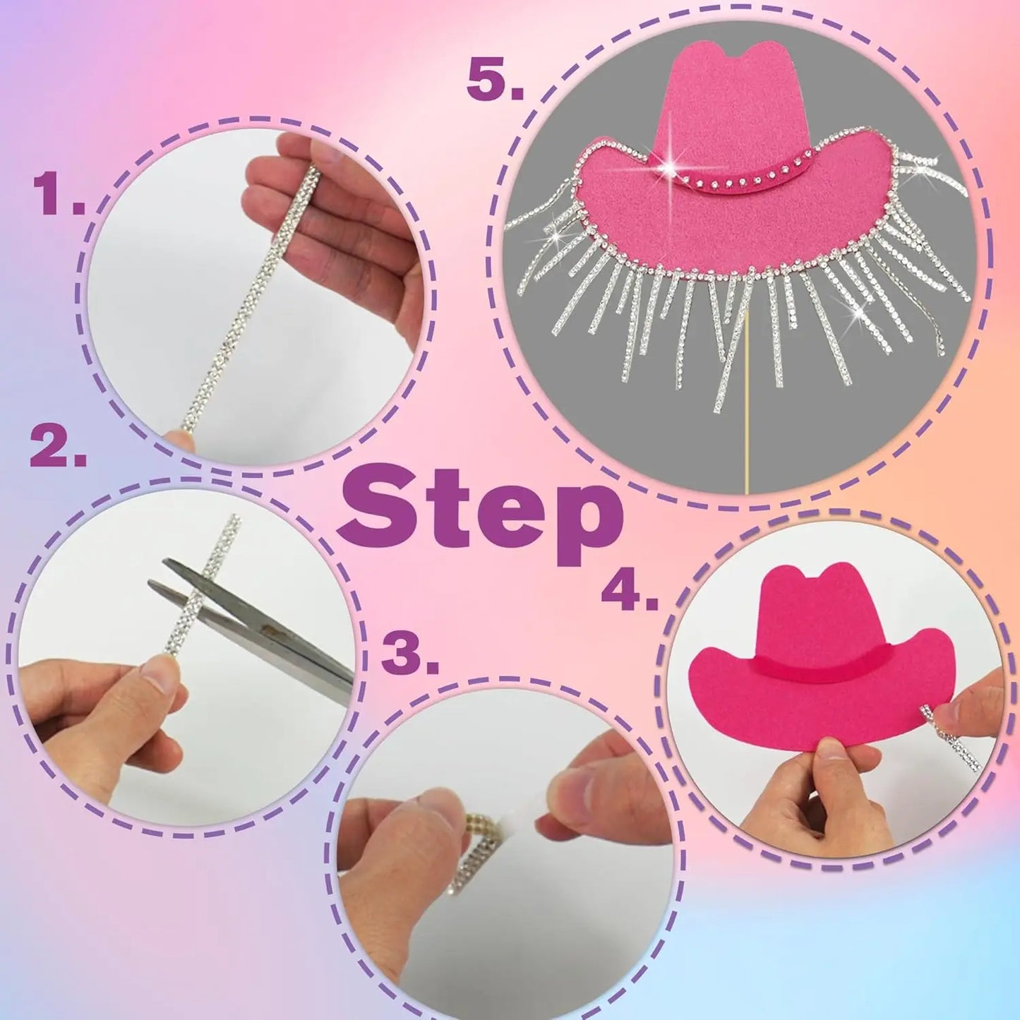 Hot Pink Cowgirl Cake Topper, Glitter Cowgirl Hat, Disco Balls for Western Theme Party, Birthday Party Supplies