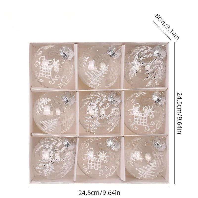 8cm PET Clear Decorative Christmas Ball Christmas Tree Ornament Sequin Christmas Decorative Ball Xmas Ornaments Home Decor