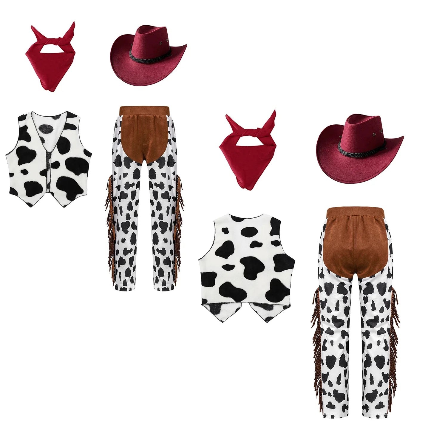 Costumes de Cowboy Western pour Enfants, Tenue de Cowboy pour Bol et Garçons, Chaps Pantalon avec Glaand Bandana Chapeau, Cowgirls fur s Up, ixd'Halloween