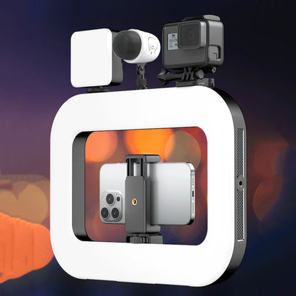 LED Phone Light Light Cell Phone Handheld Stabilizer W/ Ring Light for Camera Smartphone YouTube