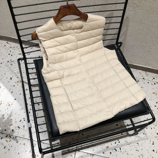Doudoune sans manches pour femme, nouvelle collection printemps-hiver 2025, 90 % duvet de canard blanc, ultra légère, pliable, chaude, doublure en duvet