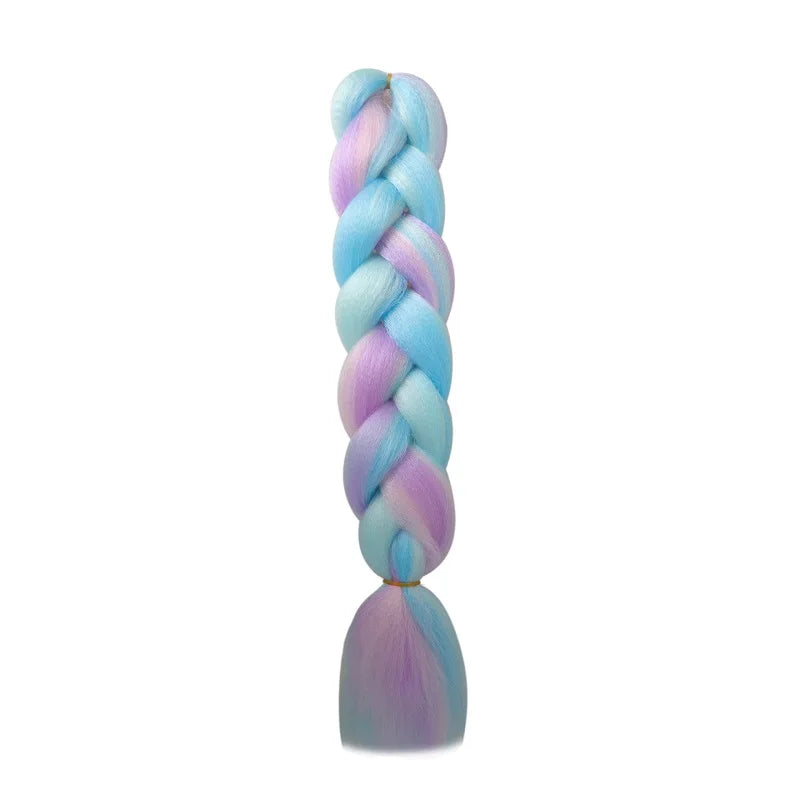 24Inch Synthetic Ombre Rainbow Mixed Colors Long Straight Box Jumbo Braids Hairpiece Crochet Hair for Women