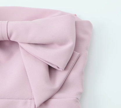 KONDALA Sexy Chic rose femmes robe sans bretelles nœud a-ligne Mini robe nouvelle mode 2025 automne Hotsweet robe de soirée