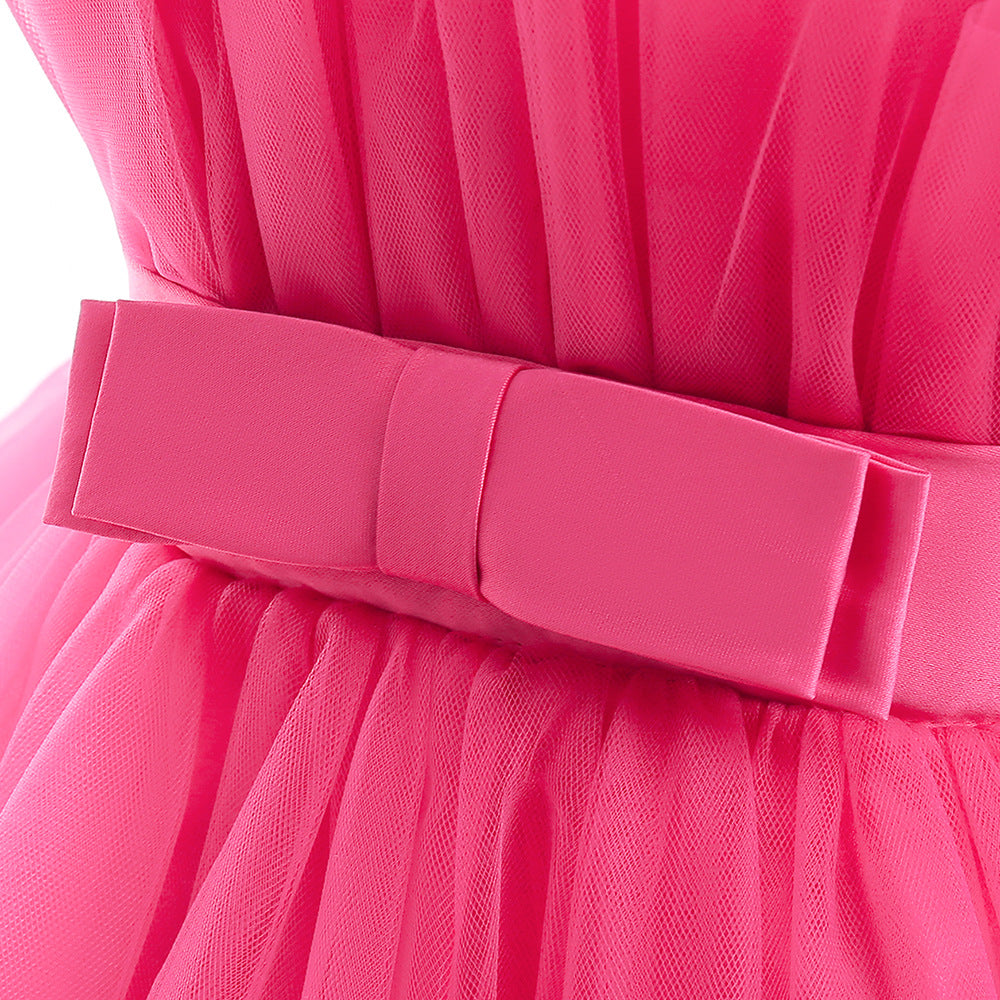 Formal evening gowns for children, elegant evening dresses for girls, with train, detachable princess dress