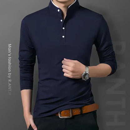 Polo à manches longues pour hommes, style décontracté et chic, idéal pour l'été, confortable et respirant, parfait pour les occasions formelles.