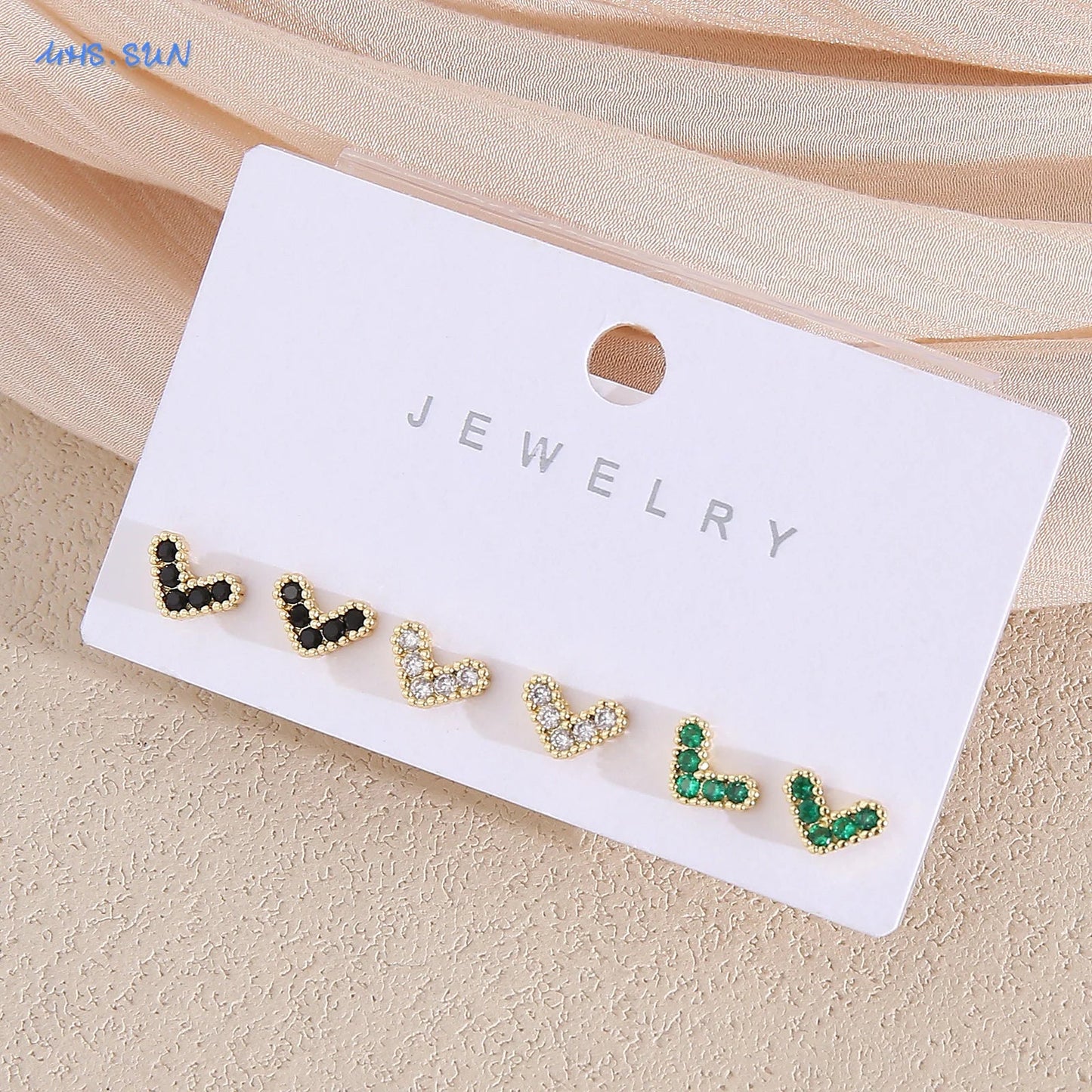 MHS.SUN-Ensemble de Boucles d'Oreilles Creuses en Forme de Cœur, pour Femme et Fille, 3 Paires