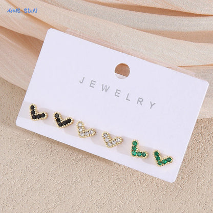 MHS.SUN-Ensemble de Boucles d'Oreilles Creuses en Forme de Cœur, pour Femme et Fille, 3 Paires
