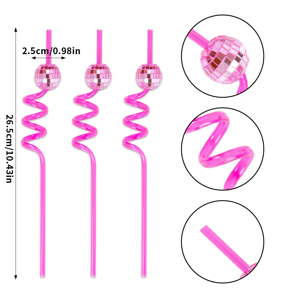 6pcs Mini Disco Cowgirl Hat Disco Plastic Straw 70s Disco Party Decoration Bachelorette Party Western Cowgirl Birthday Supplies