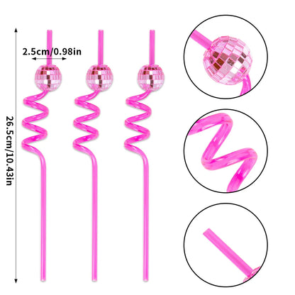 6pcs Mini Disco Cowgirl Hat Disco Plastic Straw 70s Disco Party Decoration Bachelorette Party Western Cowgirl Birthday Supplies