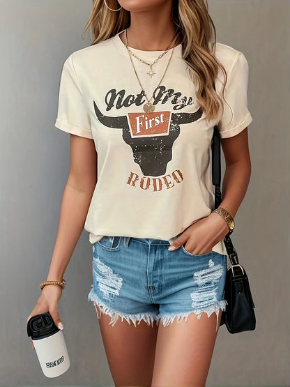 T-shirt avec graphisme de rodéo pour femme, style western, vintage, musique country, cowboy