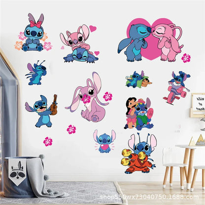 Cartoon Lilo & Stitch Movie Wall Stickers For Kid's Room Kindergarten Living Room Wall Decoration Animated Poster  Art Mural