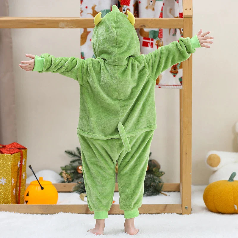 MICHLEY Pyjama grenouillère en flanelle pour Halloween, hiver, avec capuche, pour enfants, déguisement familial, combinaison de nuit, robe de chambre pour garçons et filles