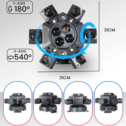 Projecteurs de scène à LED mobiles à 6 bras RGBW 150W Lyre Beam Lumières de fête avec télécommande Son DMX Disco DJ pour Karaoké Discothèque