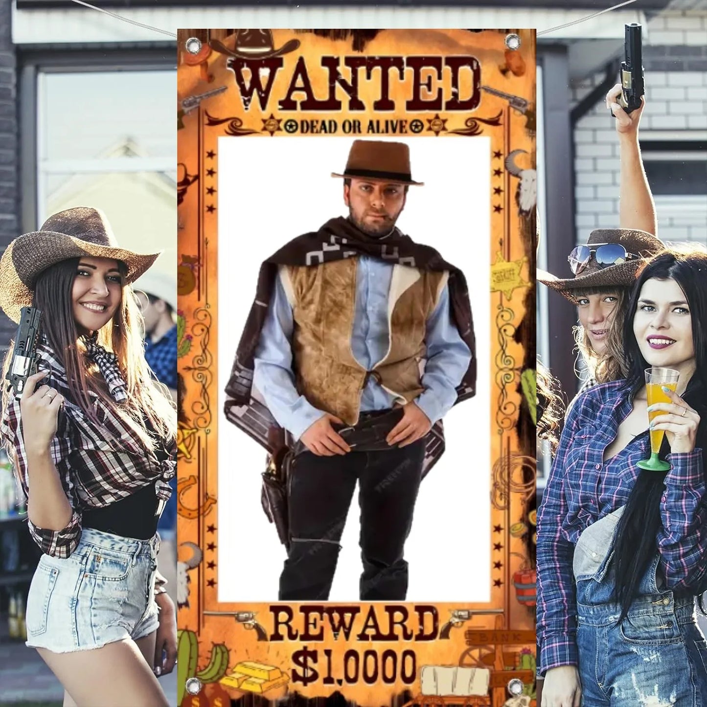 Vibrant Cowboy Party Banner, 1 Piece, Western Theme Decorations Perfect for Birthday, Shower, and Photo Prop with Wild Back