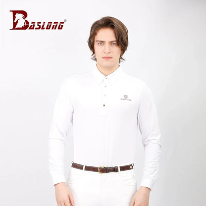 Equestrian T-Shirt Long-Sleeved Polo Shirt Spring and Summer Quick-Drying Breathable Sunscreen Equestrian Suit Competition T-Shirt Men's and Women's Elegant Knight Suit