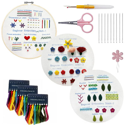 DIY Embroidery Stitchou Practice Kit Handmade Embroidery Starter for Beginner Hand Stitchou Embroidery Skill Techniques