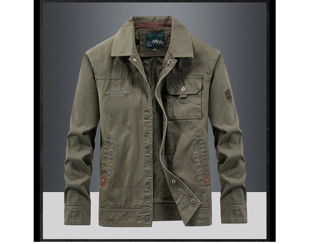 Spring Autumn Men's Cotton Jackets Trendy Men's Fashion Outerwear Windbreaker Coats Men Turn-Down Collar Tactical Jackets 5XL