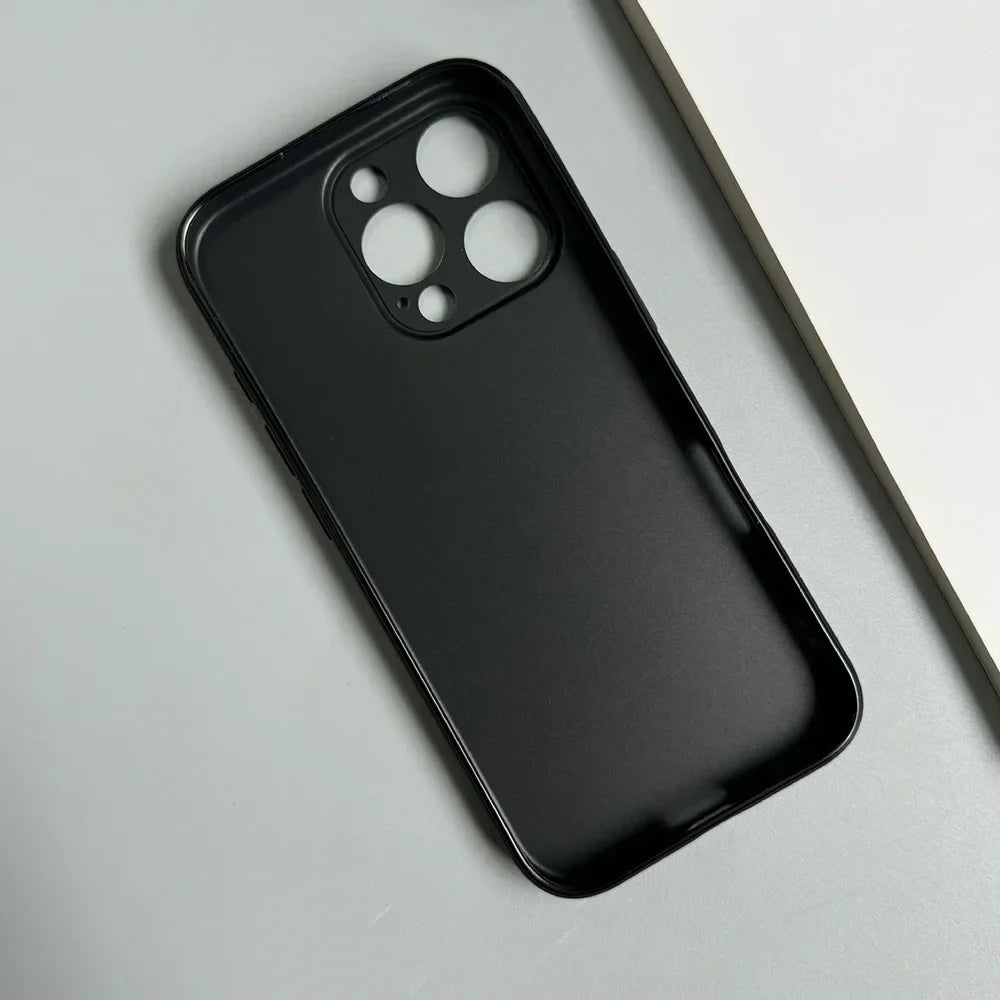 Coque de téléphone de luxe noire intégrale en silicone mat pour iPhone 17 Air 16 15 14 13 12 11 Pro Max 16 15 14 Plus, coque arrière souple en TPU