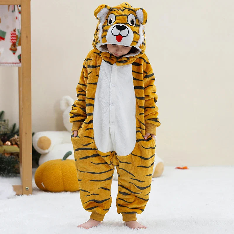 MICHLEY Pyjama grenouillère en flanelle pour Halloween, hiver, avec capuche, pour enfants, déguisement familial, combinaison de nuit, robe de chambre pour garçons et filles