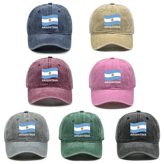 Drapeau de l'Argentine Chapeau de cowboy extérieur décontracté en coton de couleur unie avec sangle réglable Casquette de baseball pour homme Protection solaire