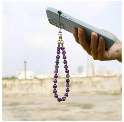 Marble Beaded Phone Wrist Strap, Detachable Cellphone Lanyard with Tether Tab, Hands-Free Wristlet Bracelet, Grip for Women