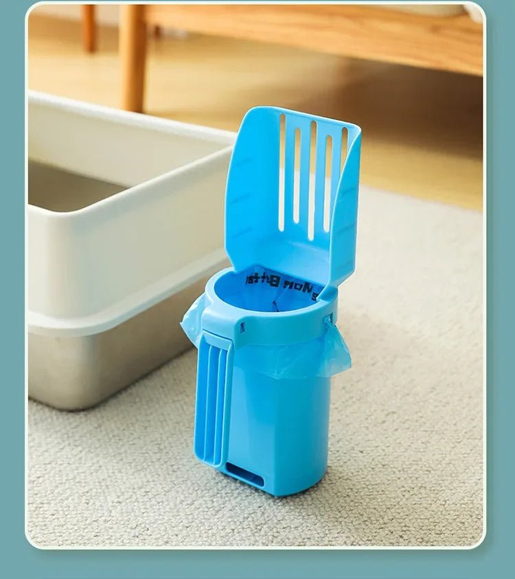 Pelle à litière pour chat, cuillère à litière Portable pour chat avec poubelle intégrée, grande pelle à litière, système d'élimination des merdes de chat