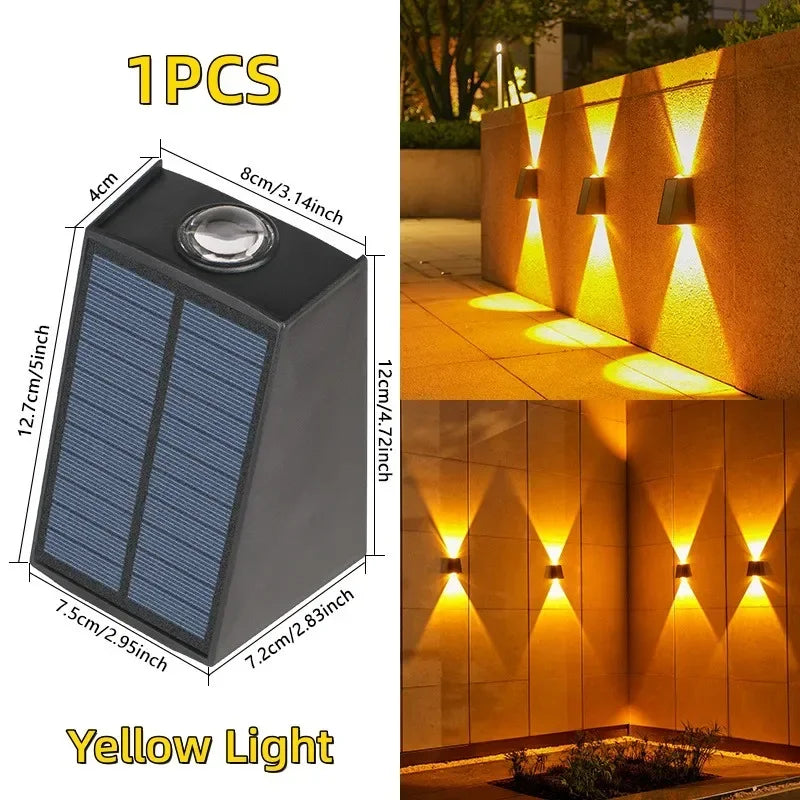 LED lumières solaires extérieur lampe murale à énergie solaire étanche décorations de jardin extérieur lumière du soleil pour rue balcon Villa lampe
