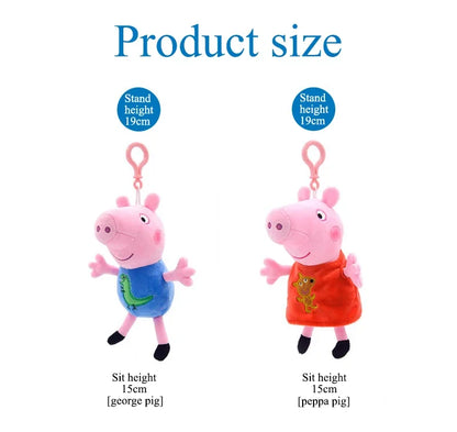 Peluches Peppa Pig et George authentiques de 19 cm, porte-clés de haute qualité, pendentif poupée animal de dessin animé, cadeaux d'anniversaire pour enfants