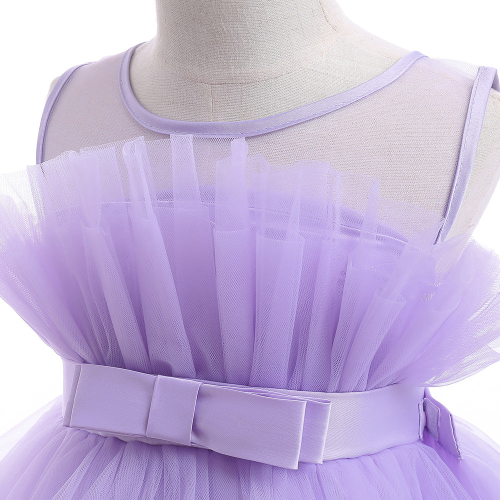 Formal evening gowns for children, elegant evening dresses for girls, with train, detachable princess dress