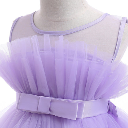 Formal evening gowns for children, elegant evening dresses for girls, with train, detachable princess dress