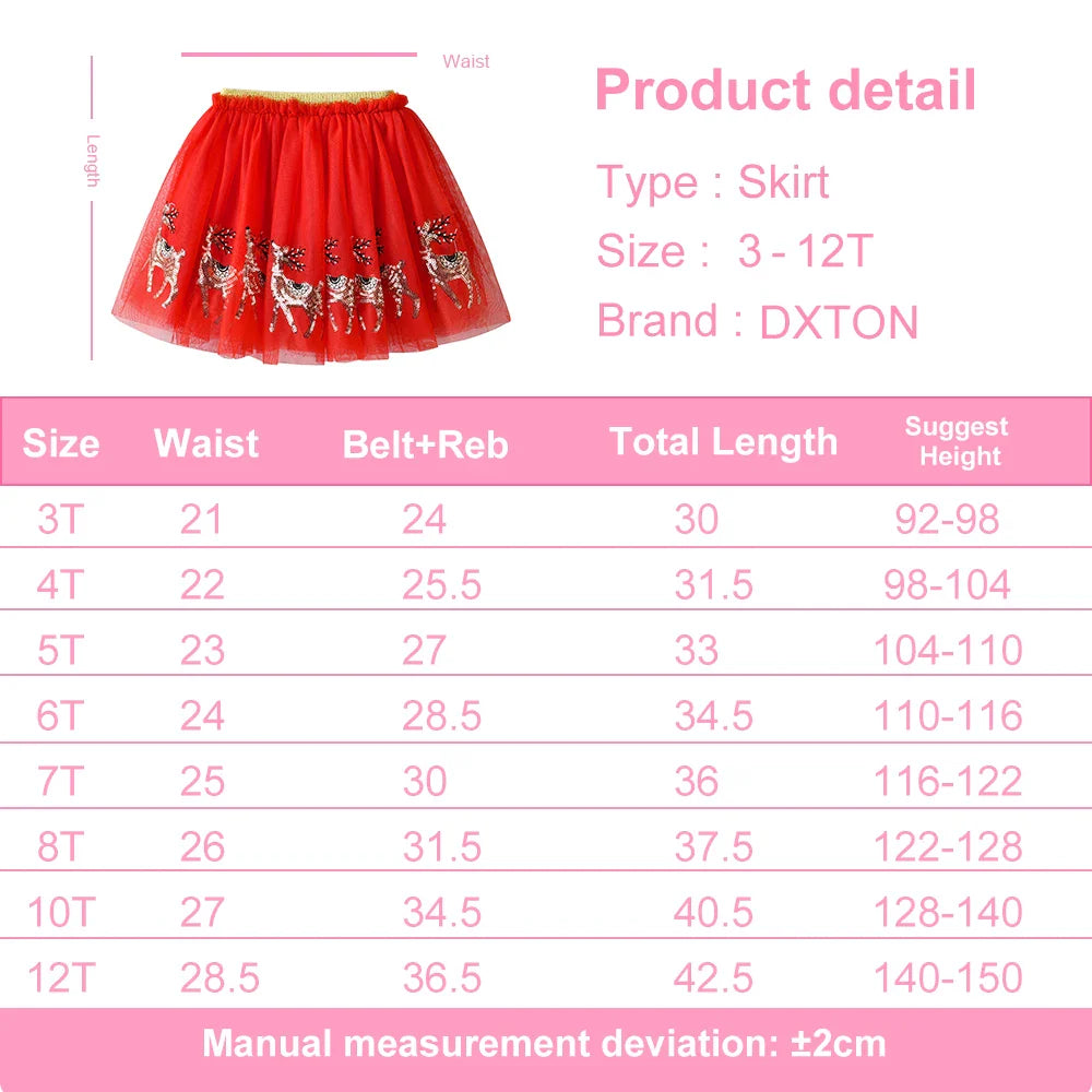 DXBOU- Jupe de princesse en tulle pailmétrage pour enfants, tenues de wapiti pour filles, vêtements en maille, cadeau de Noël et du Nouvel An