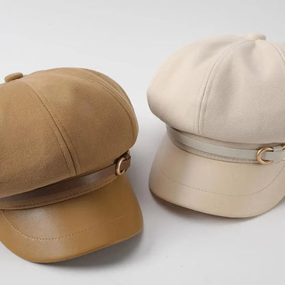 Béret de Style britannique rétro pour femmes, casquette de journal octogonale polyvalente pour grande circonférence de la tête, chapeau de printemps et d'automne