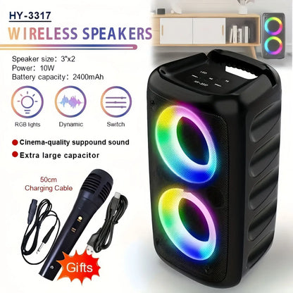 Karaoké Radio FM Enceinte Bluetooth Portable Sans Fil Avec Microphone Lumière Machine Caixa De Som Boîte de Son Musique Subwoofer LED TWS