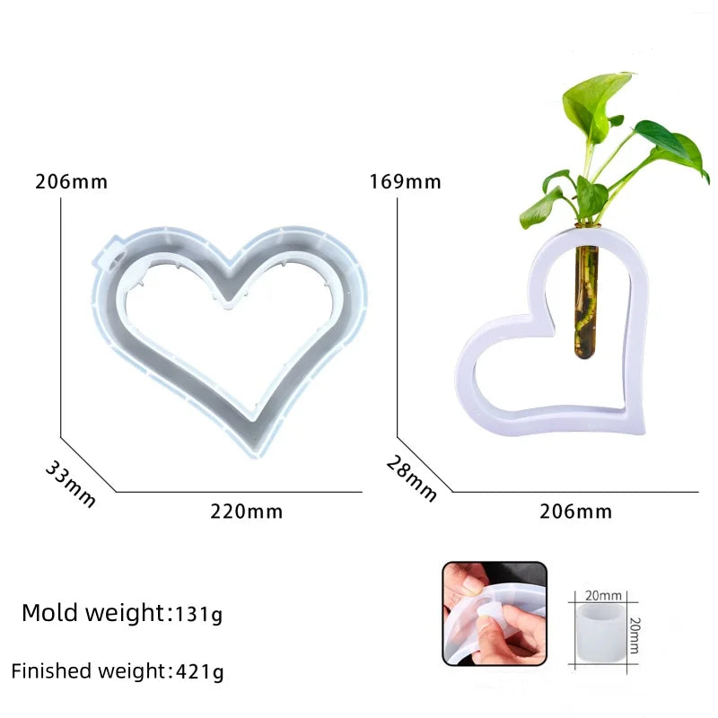 DIY 6pcs Skeletonized Hydroponic Test Tube Flower Vase Silicone Mold Gypsum Ornament Epoxy Resin Mold Home Decoration Storage
