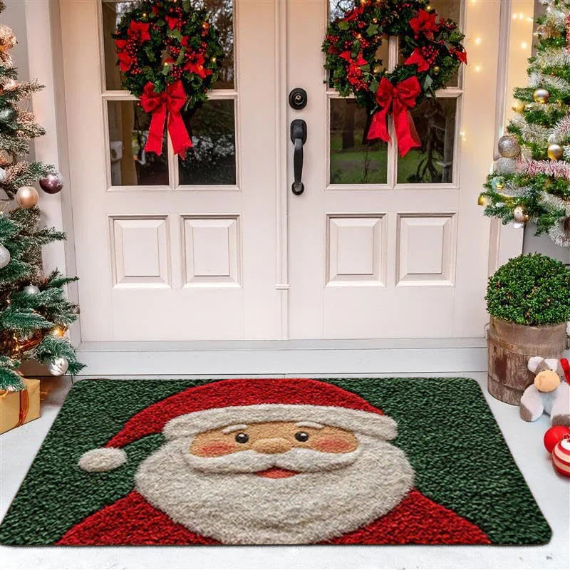 Tapis de porte de noël rouge, père noël, extérieur, intérieur, bonhomme en pain d'épice, nouvel an, joyeux noël, décoration de tapis de pied pour la maison