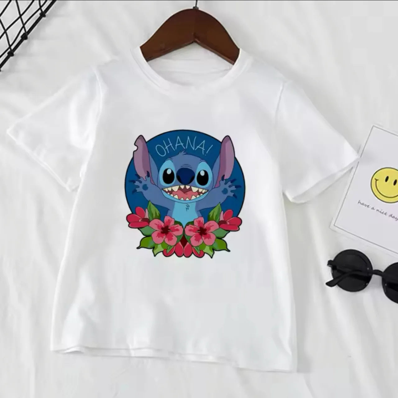 Stitch Stitch Series Peripheral Cartoon Pattern Printed Children's Clothing Summer Edition Boys and Girls Round Neck T-shirt