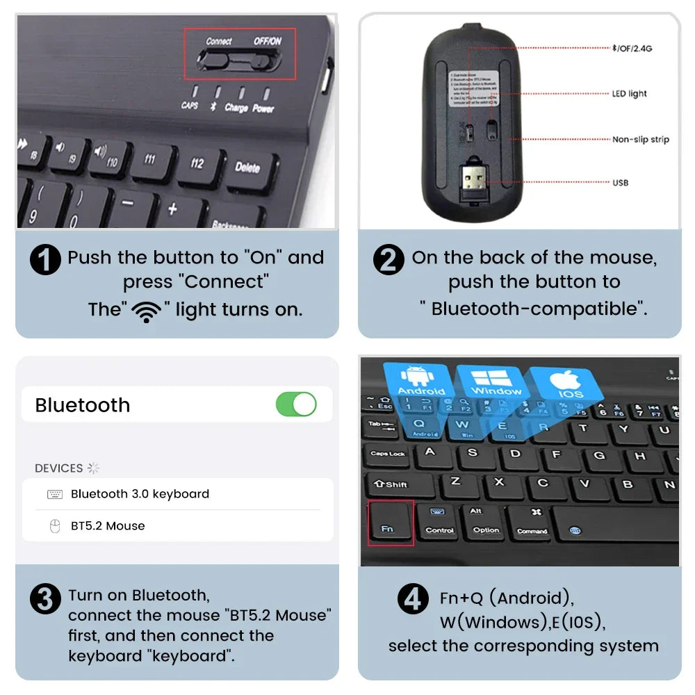EMTRA Bluetooth Wireless Keyboard Portable Keyboard for Ipad Laptop Tablet Rechargeable Gaming Keyboard for Android IOS Windows
